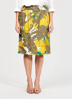 Jupe mi-longue stretch jaune BETTY BARCLAY femme