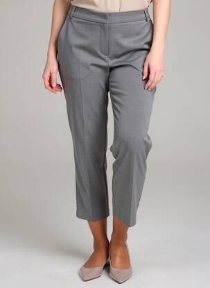 Pantalon 7/8 fermeture zippée sous rabat avec crochet gris LA PETITE FRANCAISE femme