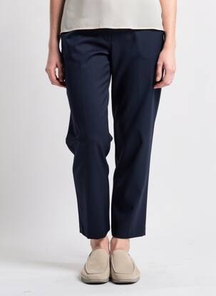Pantalon 7/8 fermeture zippée sous rabat avec crochet bleu LA PETITE FRANCAISE femme