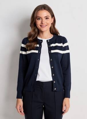 Gilet manches longues col rond bleu GAUDI femme