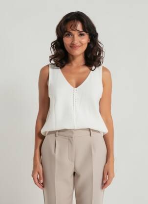 Top col v fines bretelles blanc WHITE STUFF femme