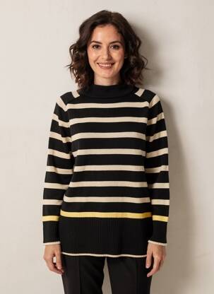 Pull coupe droite manches longues noir TAIFUN femme