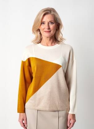 Pull coupe droite manches longues beige GERRY WEBER femme