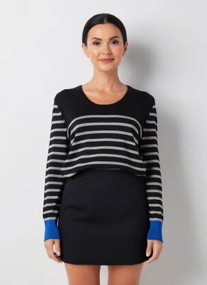 Pull coupe cintrée manches longues noir TAIFUN femme