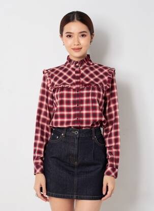 Blouse imprimé fantaisie manches longues rouge LA PETITE FRANCAISE femme