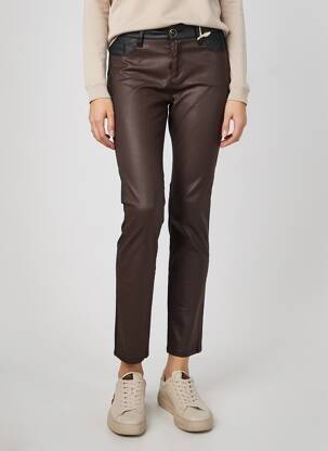 Pantalon slim taille normale taille normale marron MAYJUNE femme