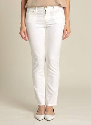 Pantalon slim tissage popeline taille normale blanc MAYJUNE femme