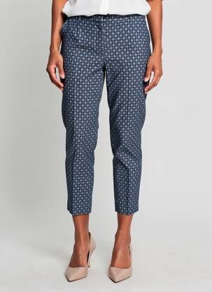 Pantalon 7/8 fermeture zippée sous rabat avec crochet taille normale bleu GERARD DAREL femme