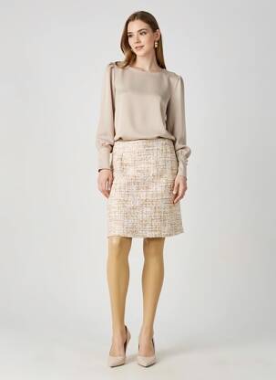 Jupe courte coupe droite beige RINO & PELLE femme