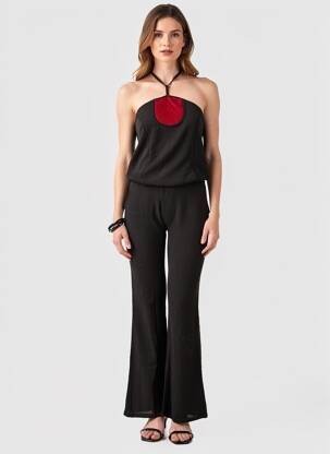 Combi-pantalon tissage crêpe sans manche noir BELAIR femme