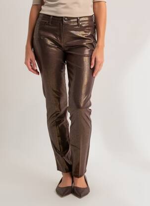 Pantalon slim tissage enduit taille normale marron MAYJUNE femme