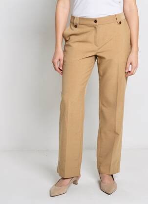 Pantalon chino fermeture zippée sous rabat boutonné taille normale beige BARILOCHE femme
