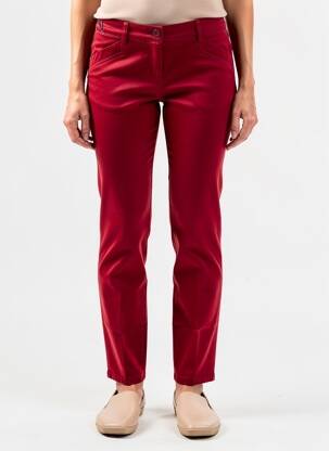 Pantalon slim stretch taille normale rouge PAZ TORRAS femme