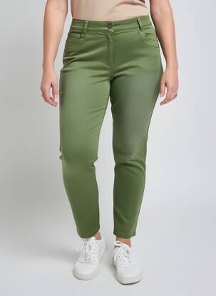 Pantalon slim tissage popeline taille normale vert PAZ TORRAS femme