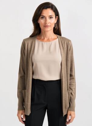 Gilet manches longues stretch marron BROADWAY femme
