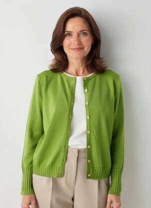 Gilet manches longues col rond vert MARBLE femme