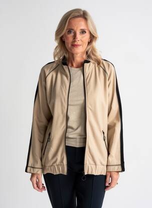 Veste casual fermeture zippée sur le devant beige JOY OF LIFE femme