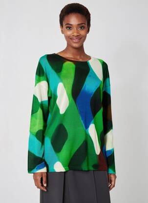 Pull coupe cintrée manches longues vert ANNA & GABRI femme