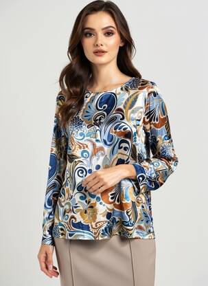 Blouse imprimé fantaisie manches longues bleu VLT'S BY VALENTINA'S femme