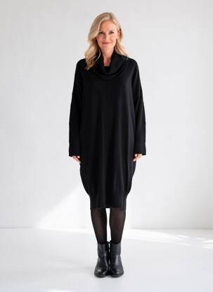 Robe pull resserrée sur le bas manches longues noir MARBLE femme