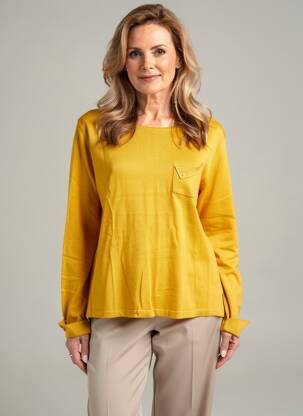 Pull coupe cintrée manches longues jaune SOIE POUR SOI femme
