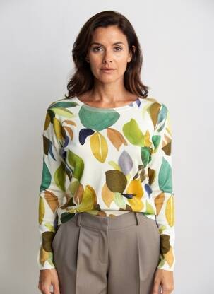 Pull coupe droite manches longues vert ANNA & GABRI femme