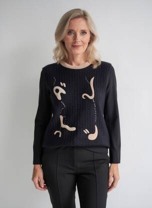 Pull resserrée sur le bas manches longues noir BAGORAZ femme