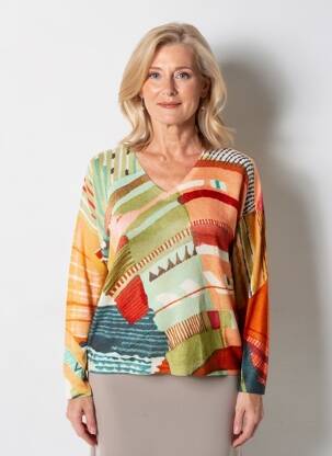 Pull col v manches longues vert ALDO MARTIN'S femme