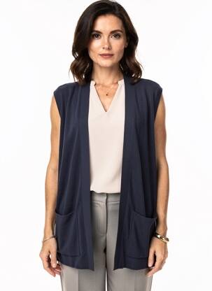 Gilet sans manche coupe droite bleu CECIL femme