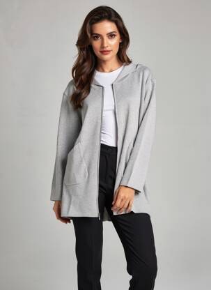 Gilet manches longues col v gris MINKA DESIGN femme