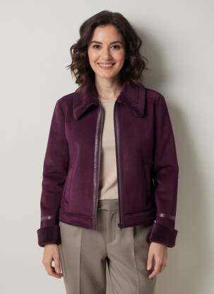 Manteau court coupe droite sans capuche violet CECIL femme