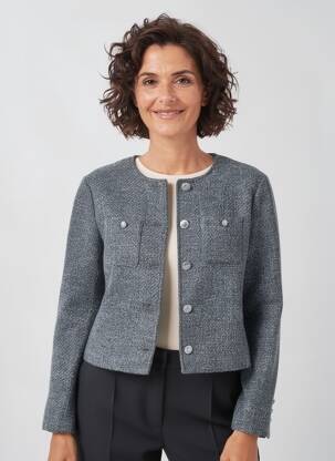 Veste casual col rond gris JULIE GUERLANDE femme
