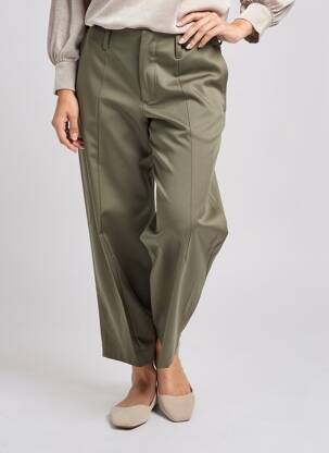 Pantalon droit fermeture zippée sous rabat boutonné vert PLEASE femme