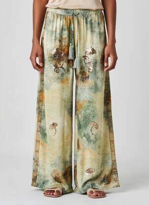 Pantalon droit taille élastique vert DIXIE femme