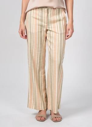 Pantalon large fermeture zippée sous rabat boutonné beige DIXIE femme