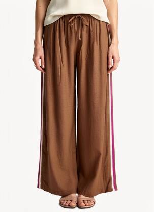 Pantalon large coupe fluide marron DIXIE femme