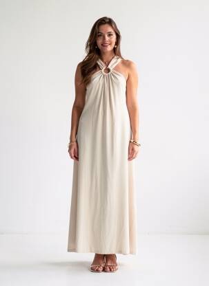 Robe longue fines bretelles fines bretelles beige IMPERIAL femme