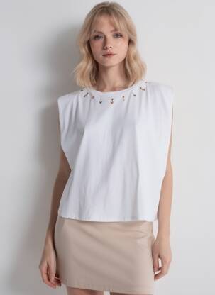 Top sans manche sans manche blanc DIXIE femme