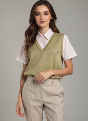 Chemisier imprimé fantaisie manches courtes vert DIXIE femme