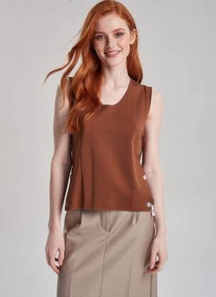 Top sans manche sans manche marron IMPERIAL femme