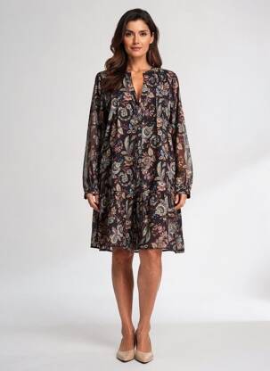 Robe courte manches longues manches longues noir MOLLY BRACKEN femme