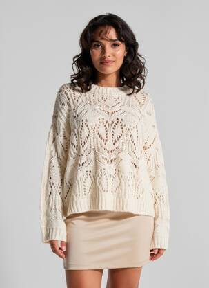 Pull coupe droite manches longues beige PAKO LITTO femme