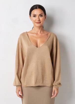 Pull coupe cintrée manches longues beige MOLLY BRACKEN femme