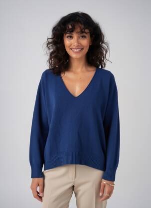 Pull coupe droite manches longues bleu PAKO LITTO femme