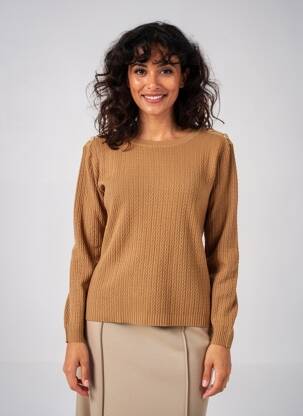 Pull coupe cintrée manches longues beige MOLLY BRACKEN femme