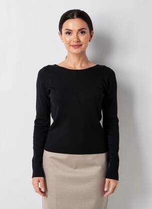 Pull coupe cintrée manches longues noir VERSION FEMININ femme