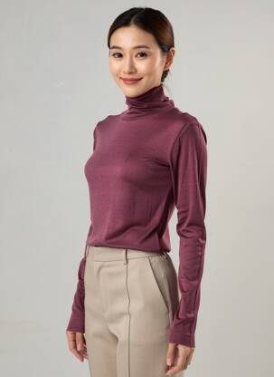 Sous-pull coupe cintrée manches longues violet MOLLY BRACKEN femme