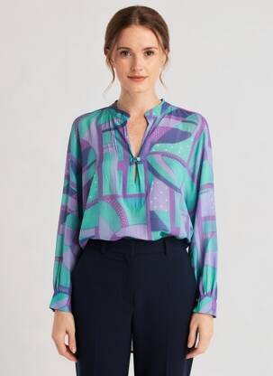 Blouse imprimé fantaisie manches longues bleu BANDITAS FROM MARSEILLE femme