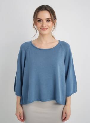 Pull coupe droite manches 3/4 bleu PAKO LITTO femme