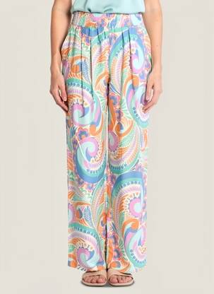 Pantalon droit taille élastique bleu MOLLY BRACKEN femme